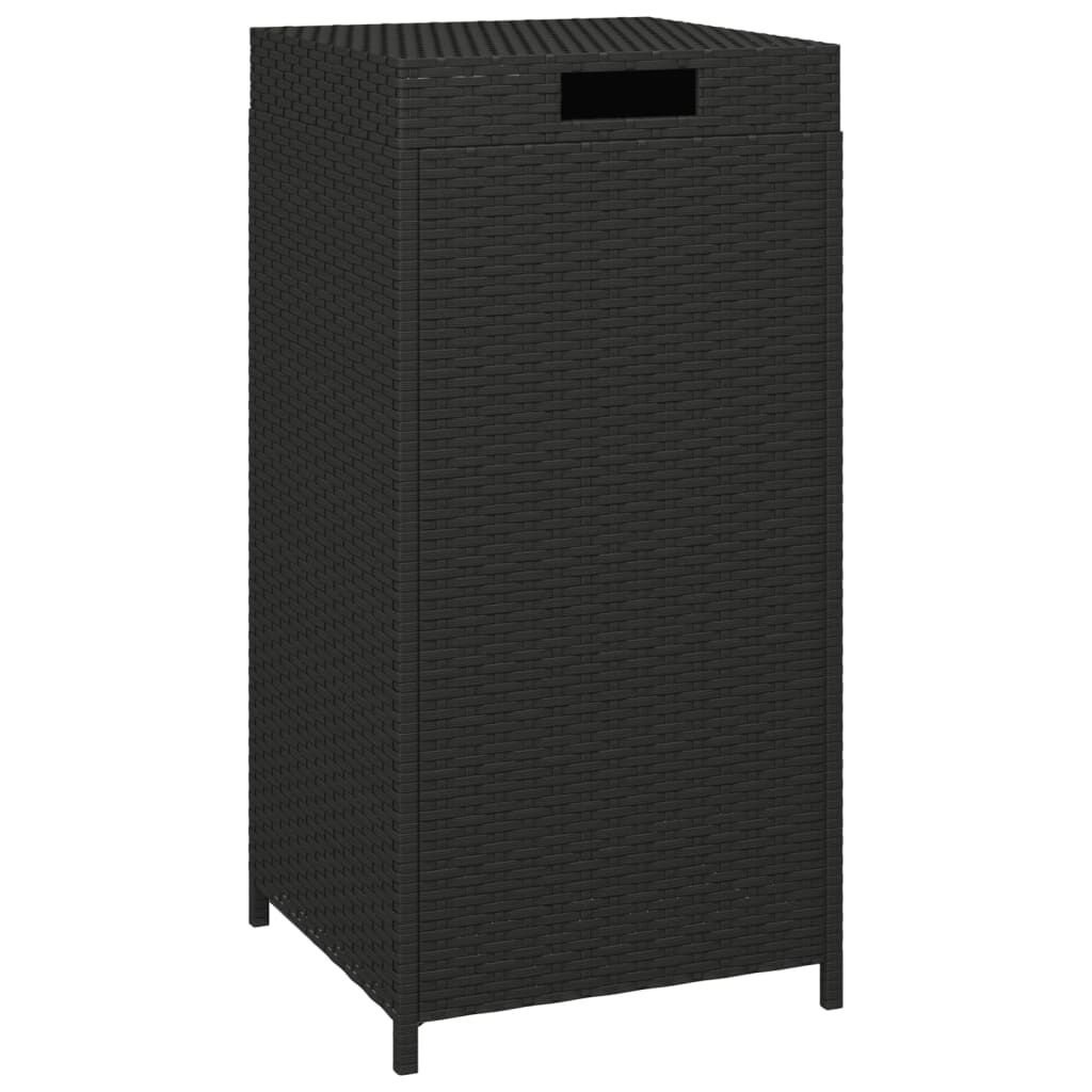 vidaXL Κάδος Απορριμάτων Μαύρος 40 x 40 x 80 εκ. από Συνθετικό Ρατάν