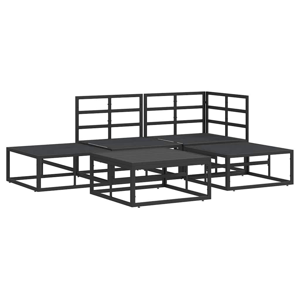 vidaXL Σετ Καναπέ Κήπου με μαξιλάρι 5 pcs Μαύρο Αλουμίνιο