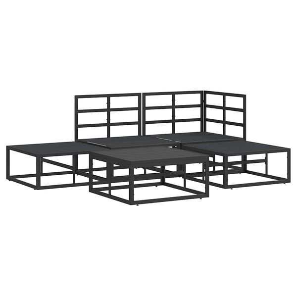 vidaXL Σετ Καναπέ Κήπου με μαξιλάρι 5 pcs Μαύρο Αλουμίνιο