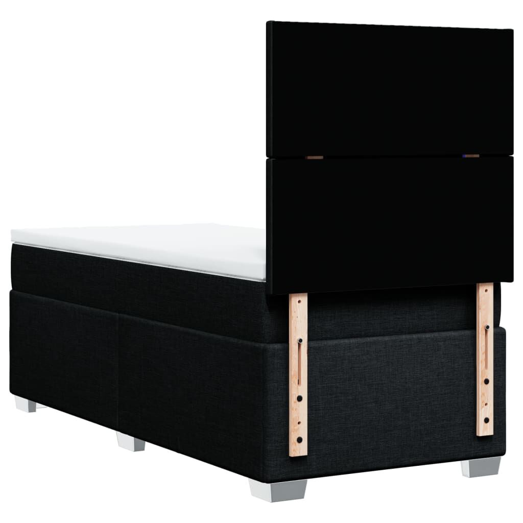 vidaXL Κρεβάτι Boxspring με Στρώμα Μαύρο 90x200 εκ. Υφασμάτινο