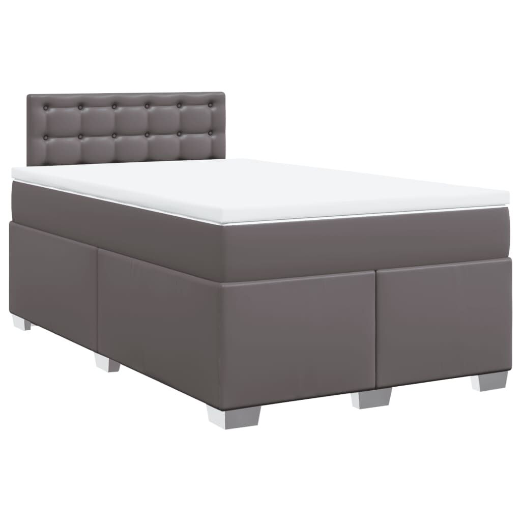 vidaXL Κρεβάτι Boxspring με Στρώμα Γκρι 120x200εκ. από Συνθετικό Δέρμα