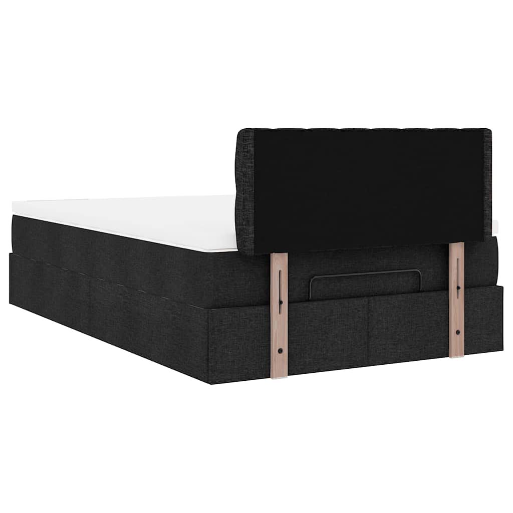 vidaXL Οθωμανικό κρεβάτι με στρώμα Μαύρο 120x190 cm Ύφασμα
