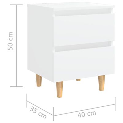 vidaXL Κομοδίνο Λευκό 40 x 35 x 50 εκ. με Πόδια από Μασίφ Ξύλο Πεύκου