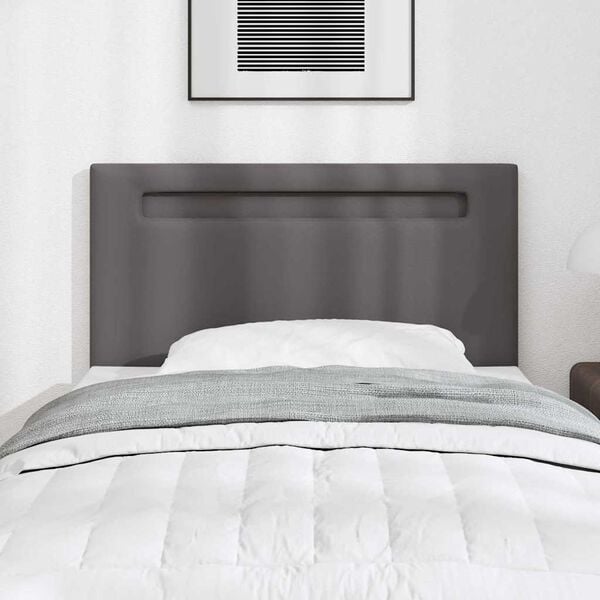 vidaXL LED κεφαλάρι Γκρι 90 cm Τεχνητό Δέρμα