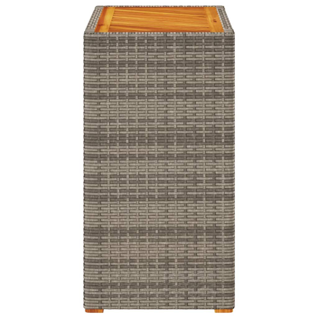 vidaXL Τραπέζι Κήπου με Ξύλινη Επιφάνεια Γκρι 60x40x75 εκ. Συνθ. Ρατάν