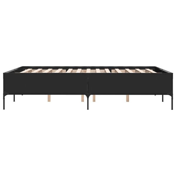 vidaXL Πλαίσιο Κρεβατιού Μαύρο 160 x 200 εκ. Επεξ. Ξύλο & Μέταλλο