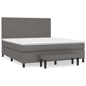 vidaXL Κρεβάτι Boxspring με Στρώμα Γκρι 180x200 εκ. Συνθετικό Δέρμα