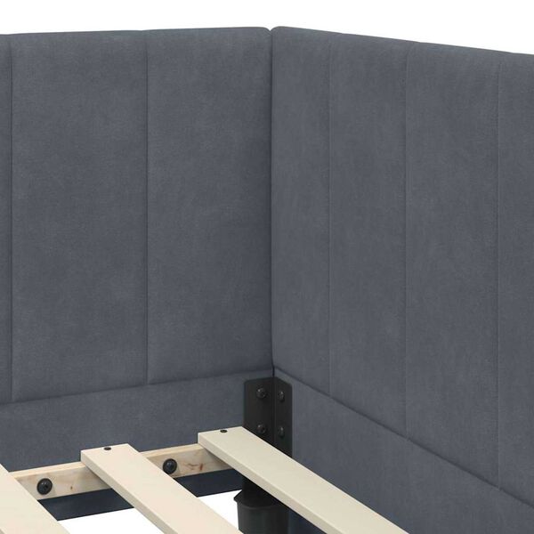 vidaXL Κρεβάτι Γωνίας με στρώμα Σκούρο γκρι 100 x 200 cm Βελούδο