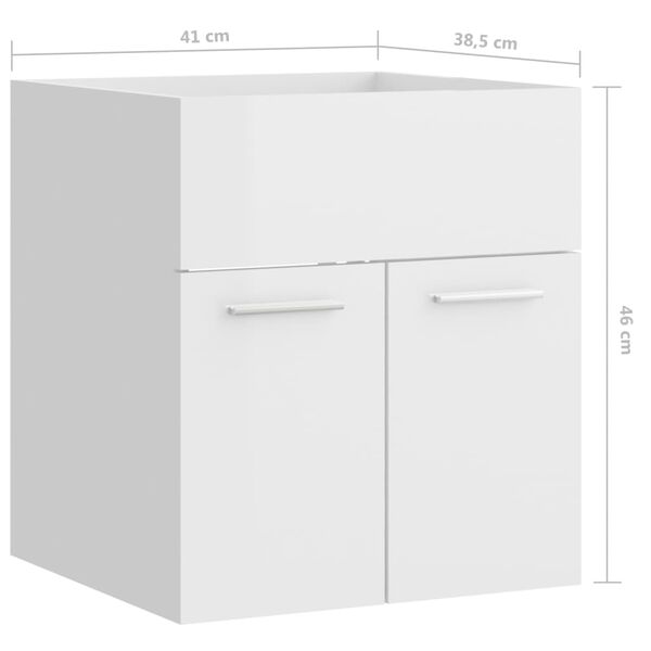 vidaXL Ντουλάπι Νιπτήρα Γυαλιστερό Λευκό 41x38,5x46 εκ από Επεξ. Ξύλο