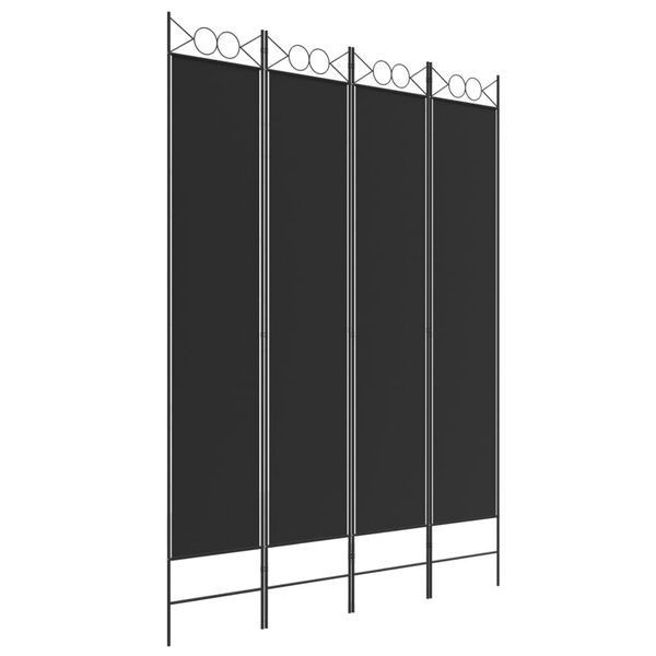 vidaXL Διαχωριστικό Δωματίου με 4 Πάνελ Μαύρο 160x220 εκ. Υφασμάτινο