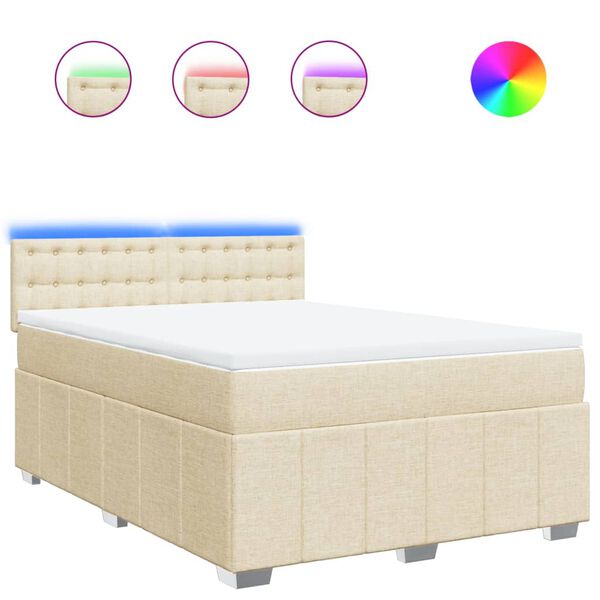 vidaXL &Kappa;&rho;&epsilon;&beta;ά&tau;&iota; Boxspring &mu;&epsilon; &Sigma;&tau;&rho;ώ&mu;&alpha; &Kappa;&rho;&epsilon;&mu; 140x200 &epsilon;&kappa;. &Upsilon;&phi;&alpha;&sigma;&mu;ά&tau;&iota;&nu;&omicron;