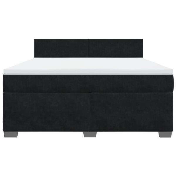 vidaXL Κρεβάτι Boxspring με Στρώμα Μαύρο 180x200 εκ. Βελούδινο