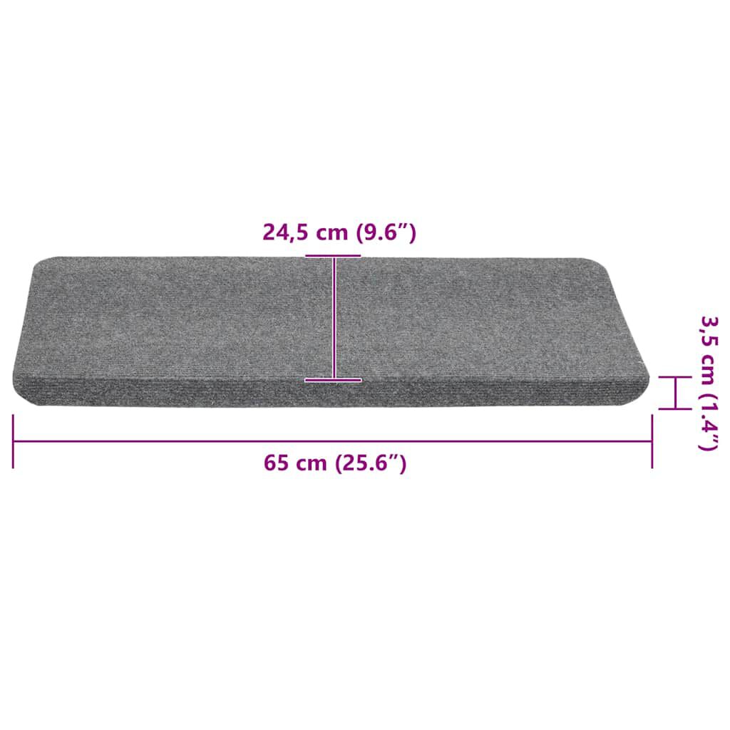 vidaXL Πατάκια Σκάλας Αυτοκόλλητα 30 τεμ. Γκρι 65x24,5x3,5 εκ.