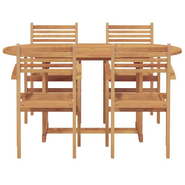vidaXL Σέτ φαγητού για κήπο 5 pcs Καστανό Μασίφ ξύλο teak