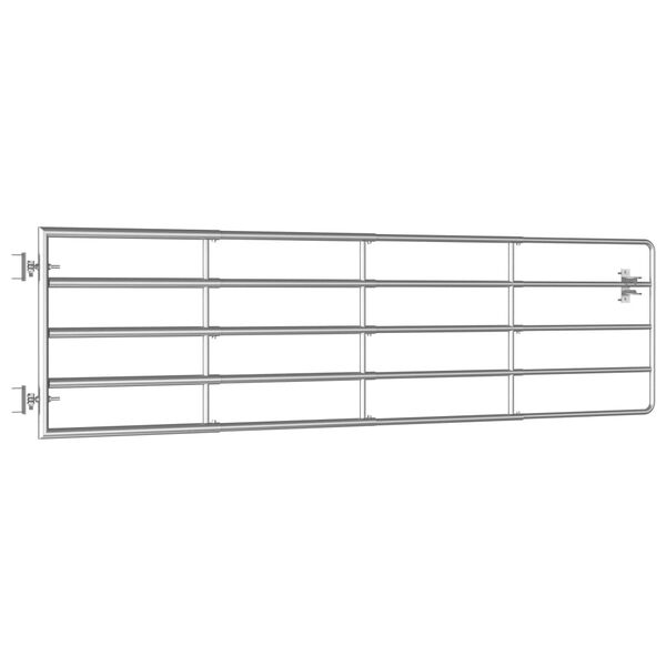 vidaXL Πόρτα Αγροκτήματος με 5 Μπάρες Ασημί (115-300)x90 εκ. Ατσάλινη