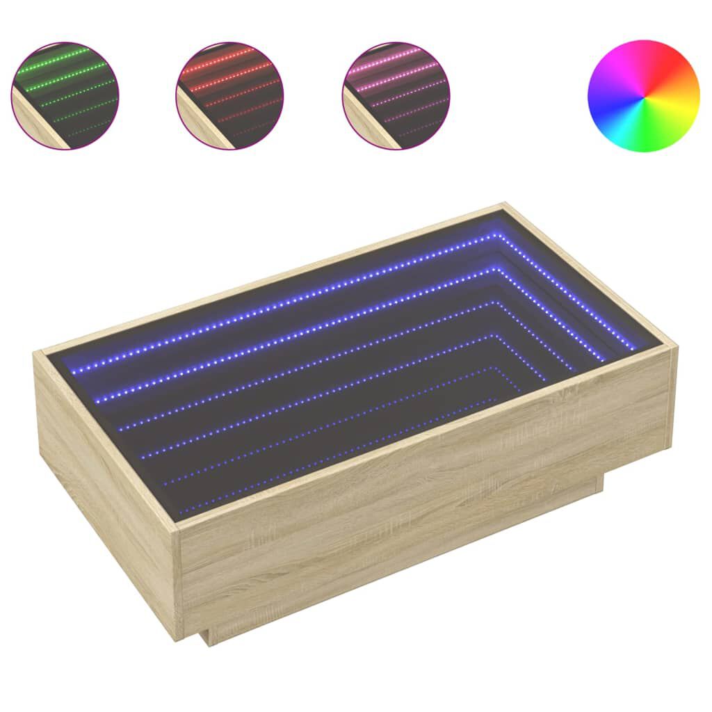 vidaXL Τραπεζάκι Σαλονιού με LED Δρυς 90x50x30 εκ. Επεξεργασμένο Ξύλο