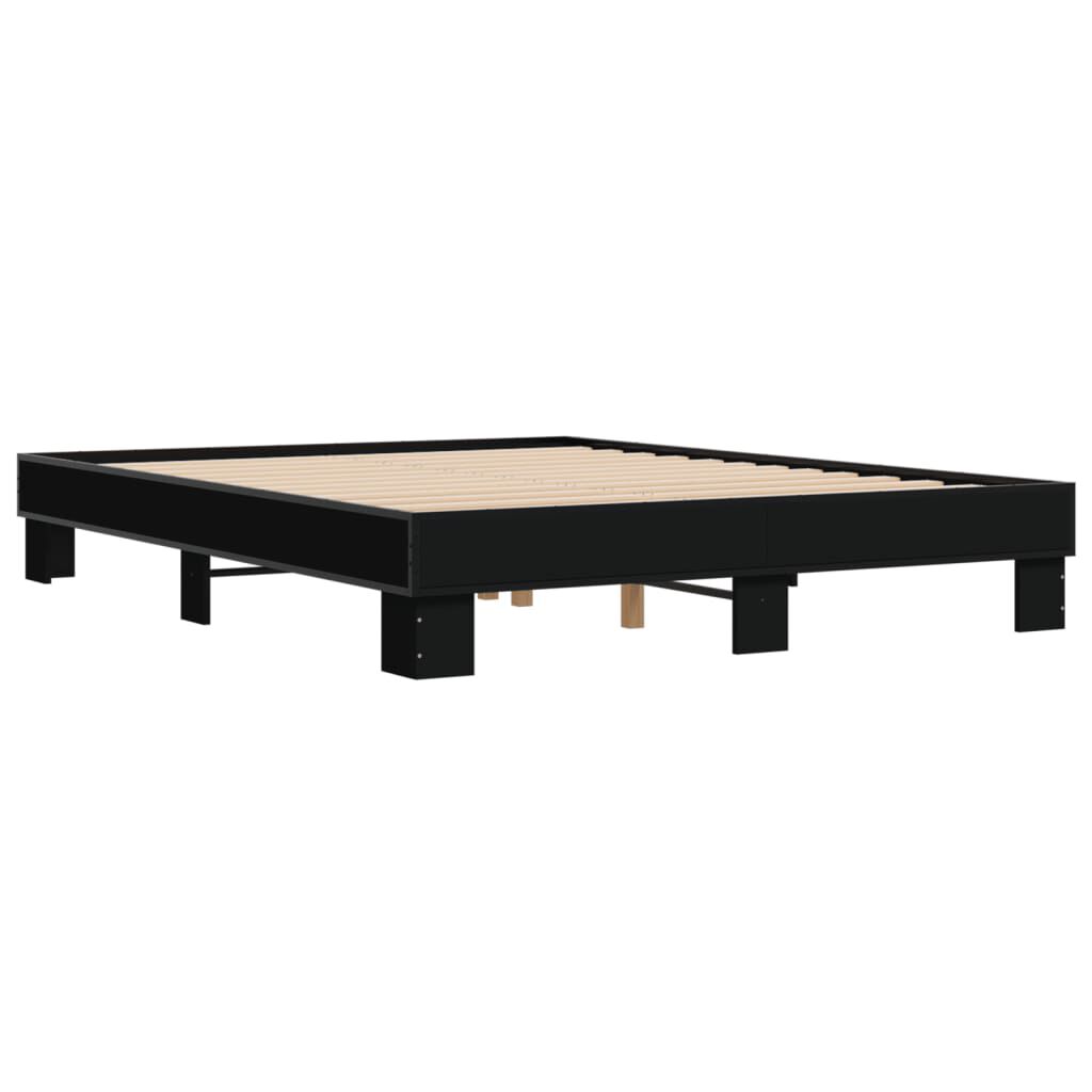 vidaXL Πλαίσιο Κρεβατιού Μαύρο 160x200 εκ. Επεξ. Ξύλο & Μέταλλο