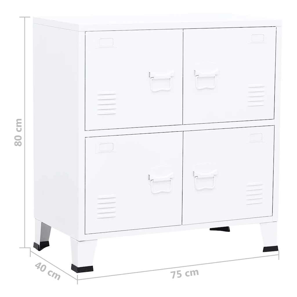 vidaXL Αρχειοθήκη Βιομηχανικού Στιλ Λευκή 75 x 40 x 80 εκ. Ατσάλινη