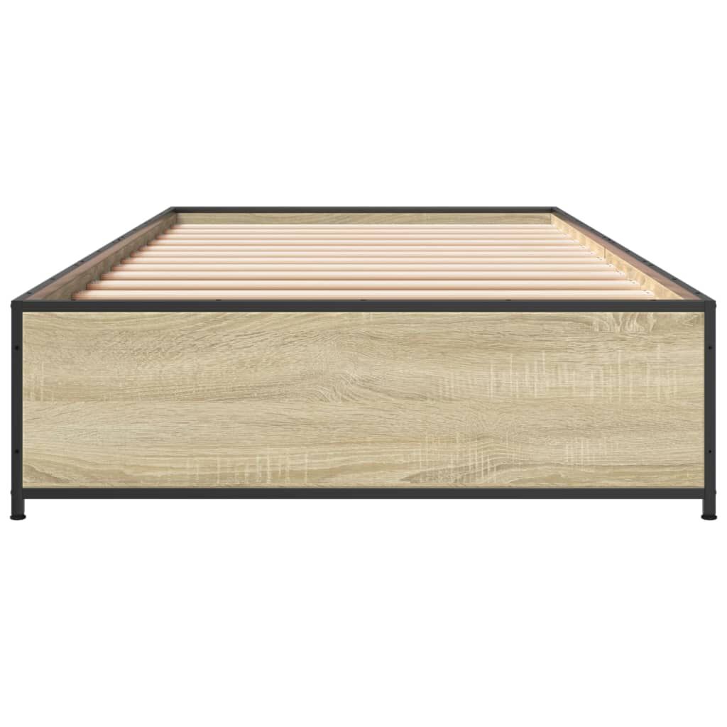 vidaXL Πλαίσιο Κρεβατιού Sonoma Δρυς 100x200 εκ. Επεξ. Ξύλο & Μέταλλο