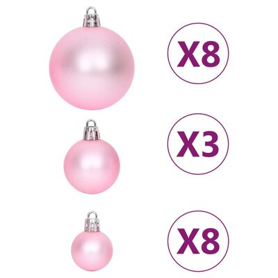 vidaXL Σετ Μπάλες Χριστουγεννιάτικες 65 τεμ. Ροζ/Κόκκινες/Λευκές