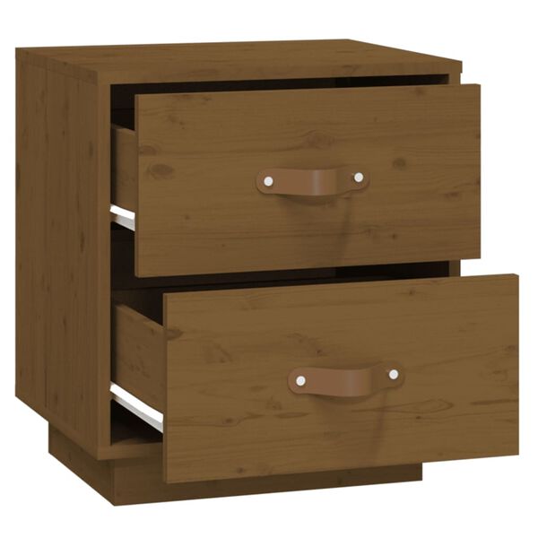 vidaXL Κομοδίνο Καφέ Μελί 40x34x45 εκ. από Μασίφ Ξύλο Πεύκου