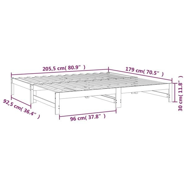 vidaXL Καναπές Κρεβάτι Συρόμενος 2x(90x200) εκ. από Μασίφ Ξύλο Πεύκου