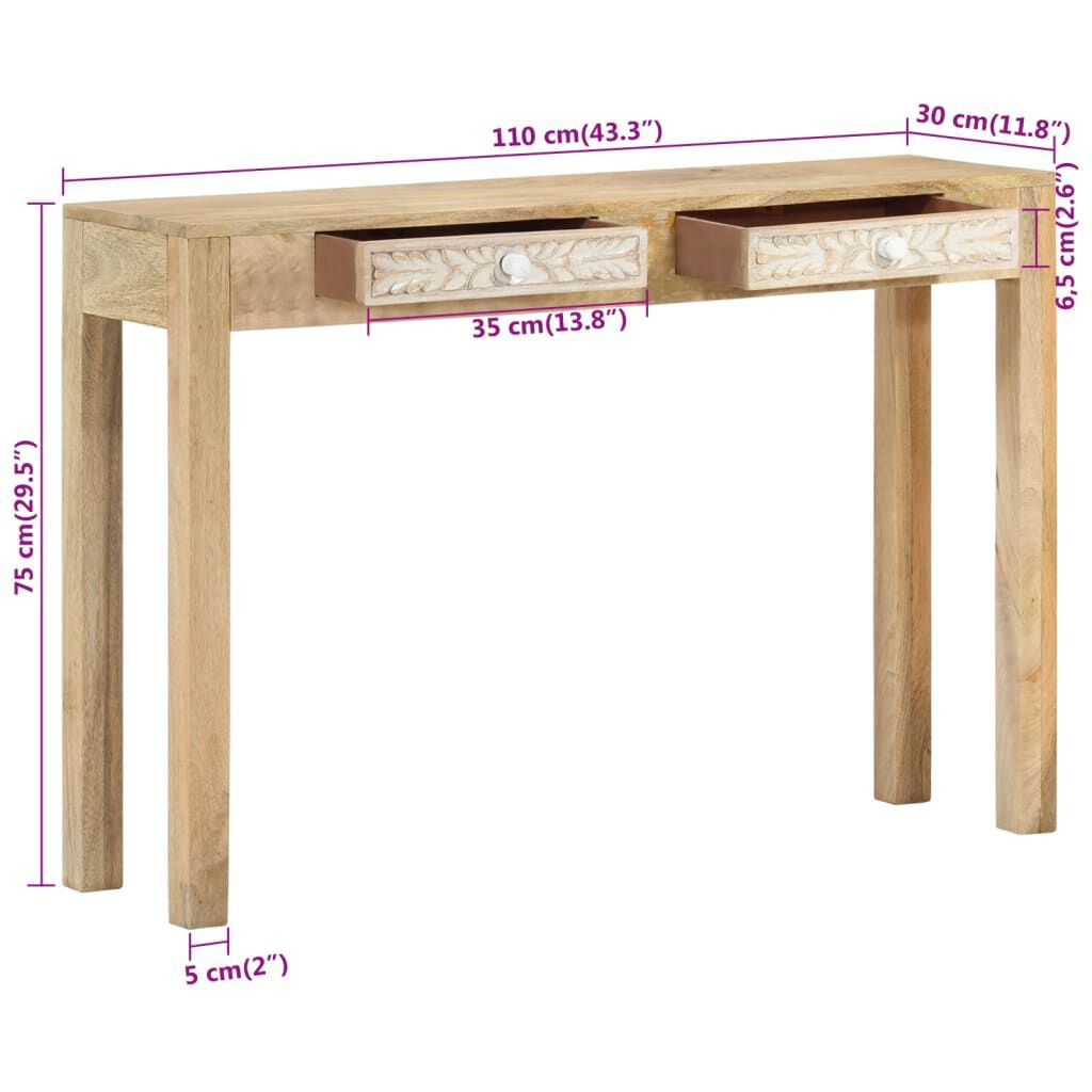 vidaXL Τραπέζι Κονσόλα 110x30x75 εκ. από Μασίφ Ξεβαμμένο Ξύλο Μάνγκο