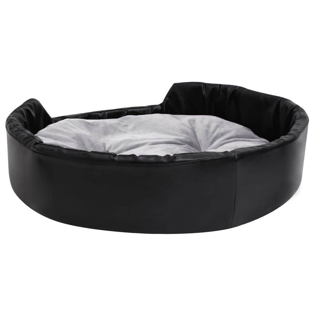 vidaXL Κρεβάτι Σκύλου Μαύρο/Γκρι 90 x 79 x 20 εκ. Βελουτέ/Συνθ. Δέρμα