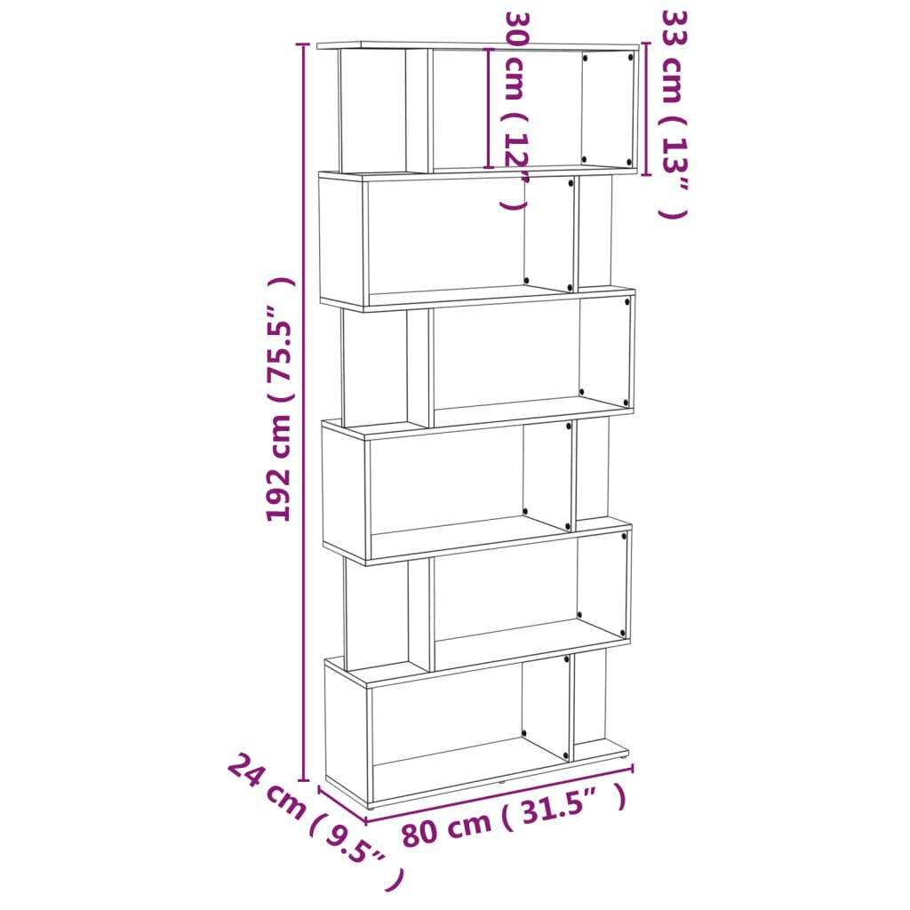vidaXL Βιβλιοθήκη/Διαχωρ. Χώρου Καφέ Δρυς 80x24x192 εκ. Επεξεργ. Ξύλο