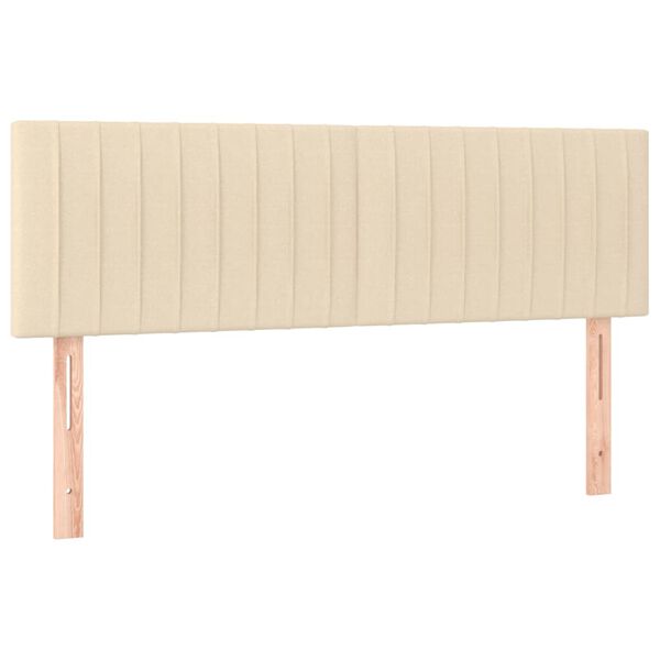 vidaXL Κρεβάτι Boxspring με Στρώμα & LED Κρεμ 140x190 εκ. Υφασμάτινο