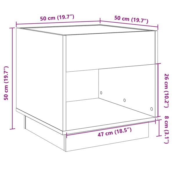 vidaXL Κομοδίνο Άπειρο Φως LED Sonoma Δρυς 50x50x50 εκ.