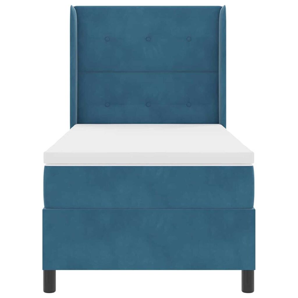 vidaXL Κρεβάτι με ελατήρια με κεφαλάρι Μπλε 90 x 190 cm Βελούδο