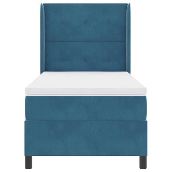 vidaXL Κρεβάτι με ελατήρια με κεφαλάρι Μπλε 90 x 190 cm Βελούδο