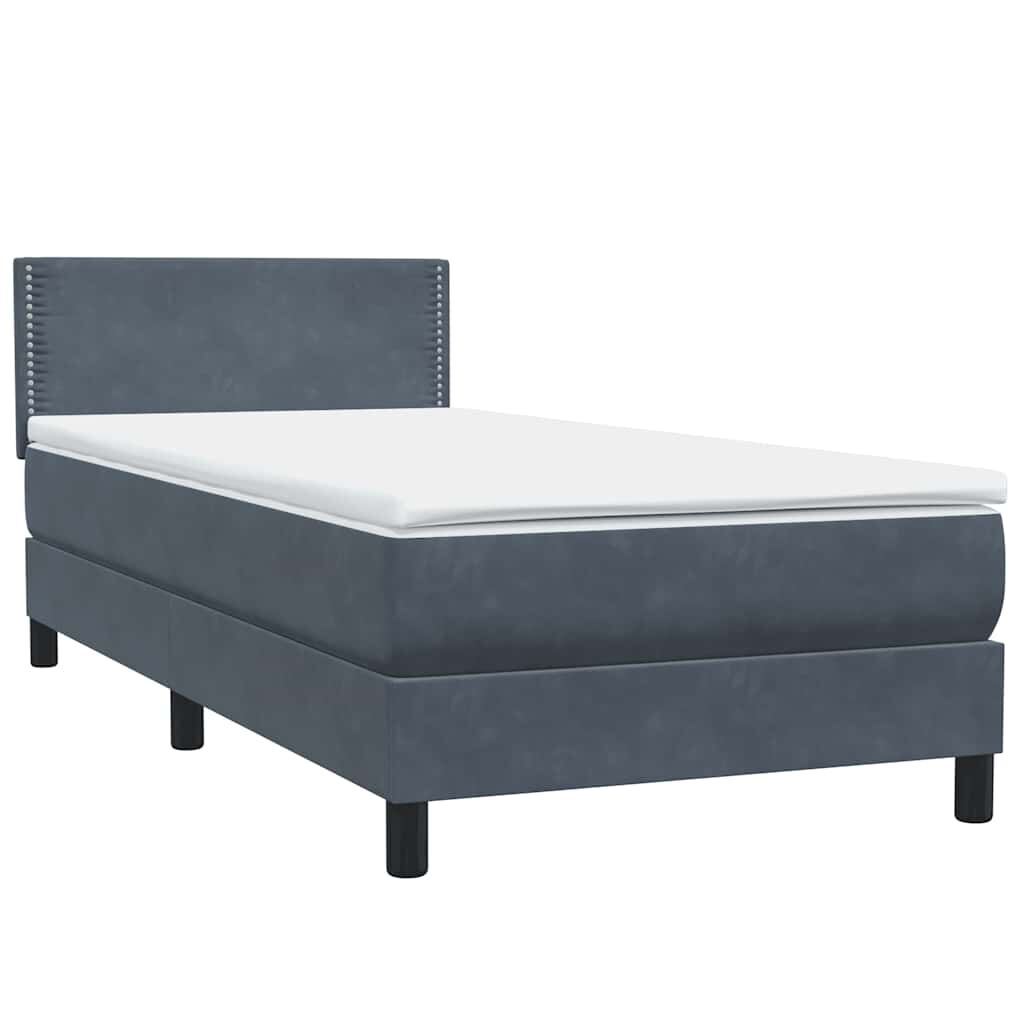 vidaXL Box Spring Κρεβάτι με στρώμα Σκούρο γκρι 100x220 εκ. Βελούδινο