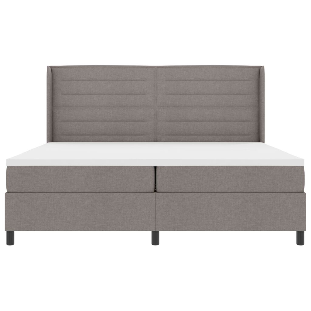 κρεβάτι Box Spring με στρώμα & LED Taupe 200x200 εκ. Υφασμάτινο
