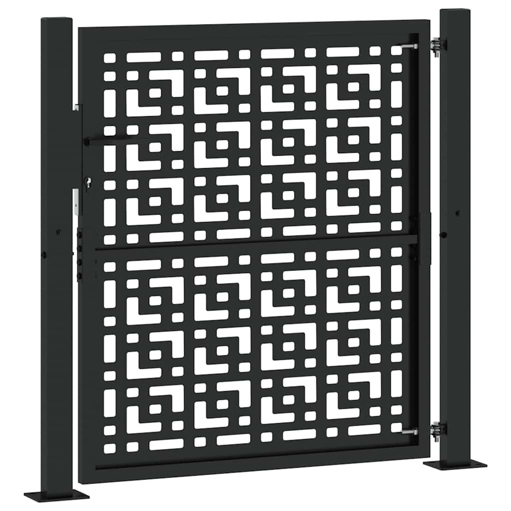 vidaXL Πύλη κήπου Μαύρη 105x106 cm Ατσάλινος σταυρός σχεδιασμού