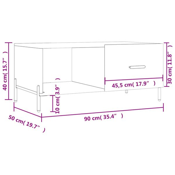 vidaXL Τραπεζάκι Σαλονιού Γκρι Σκυρ. 90x50x40 εκ. Επεξεργασμένο Ξύλο