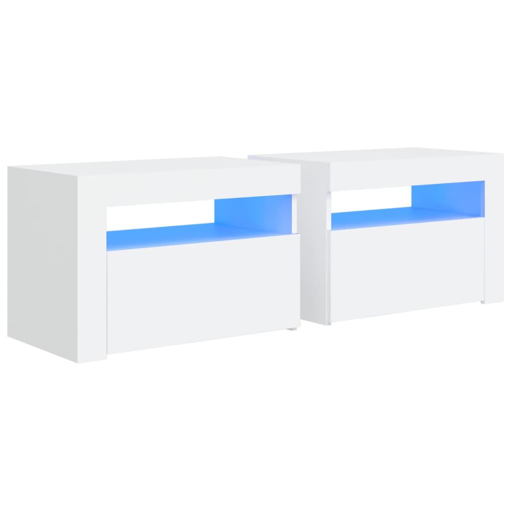 vidaXL Κομοδίνα με LED 2 τεμ. Λευκό 60 x 35 x 40 εκ.