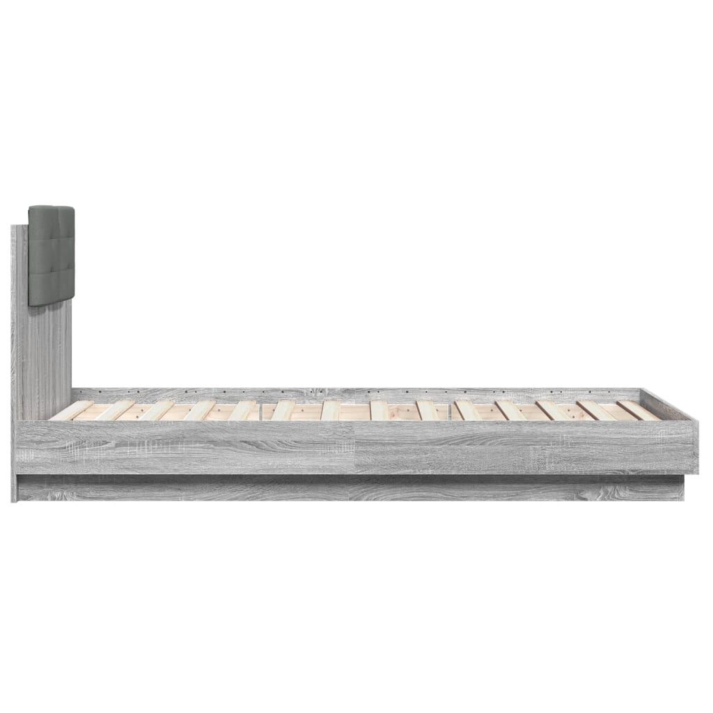 vidaXL Πλαίσιο Κρεβατιού με Κεφαλάρι Γκρι Sonoma 90x190 εκ. Επεξ. Ξύλο