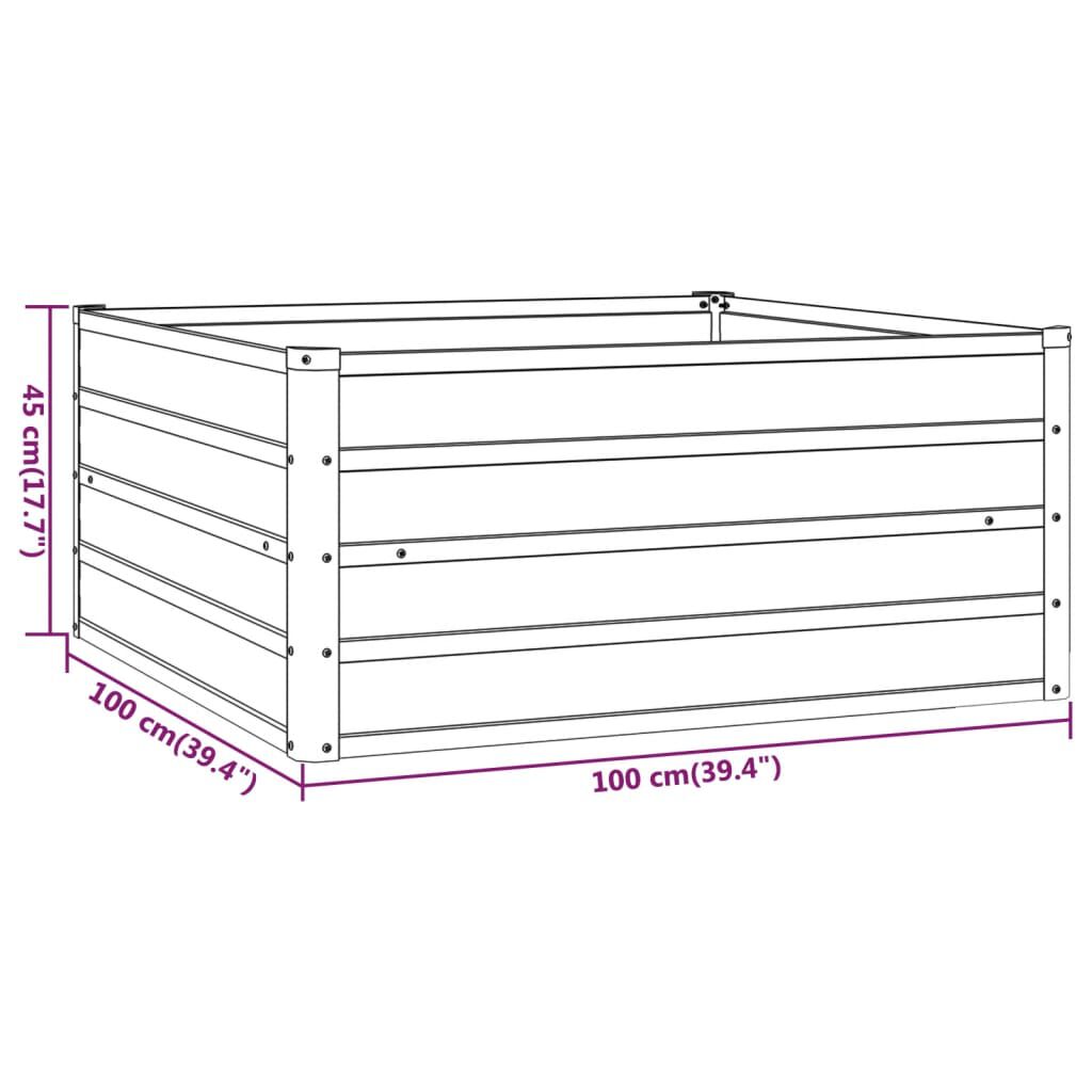 vidaXL Ζαρντινιέρα Σκουριασμένο 100x100x45 εκ. Ατσάλι Σκληρυθέν Αέρα