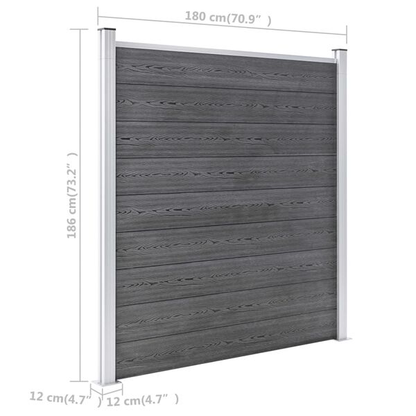 vidaXL Πάνελ Περίφραξης Γκρι 1045 x 186 εκ. από WPC