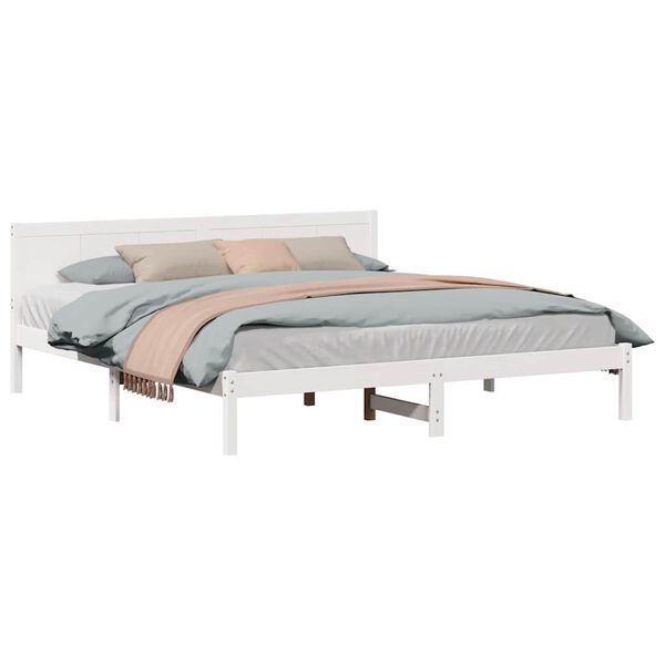 vidaXL Σκελετός Κρεβατιού Λευκό 180 x 200 cm Μασίφ ξύλο πεύκου