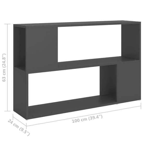 vidaXL Βιβλιοθήκη Γκρι 100 x 24 x 63 εκ. από Μοριοσανίδα
