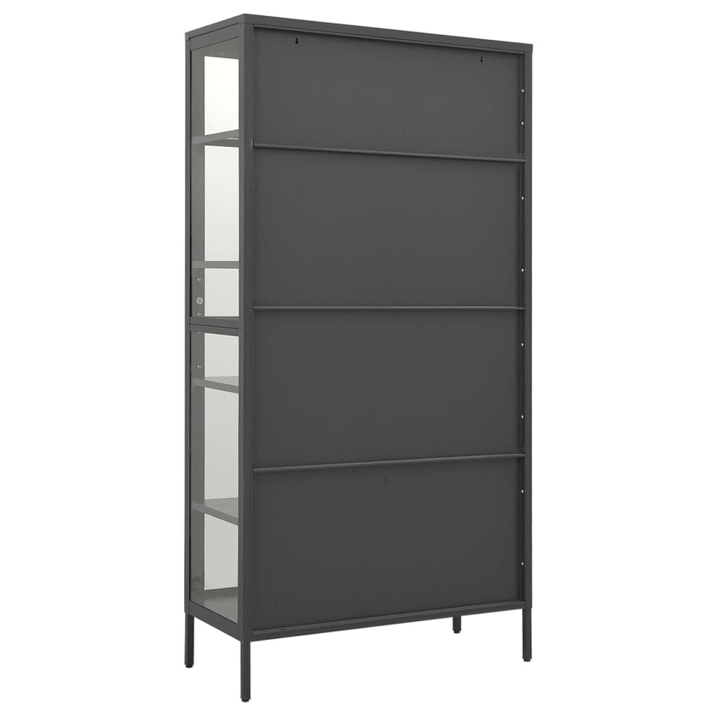 vidaXL Ντουλάπα Βιτρίνας Ανθρακί 90x40x180 εκ. Ατσάλι / Ψημένο Γυαλί