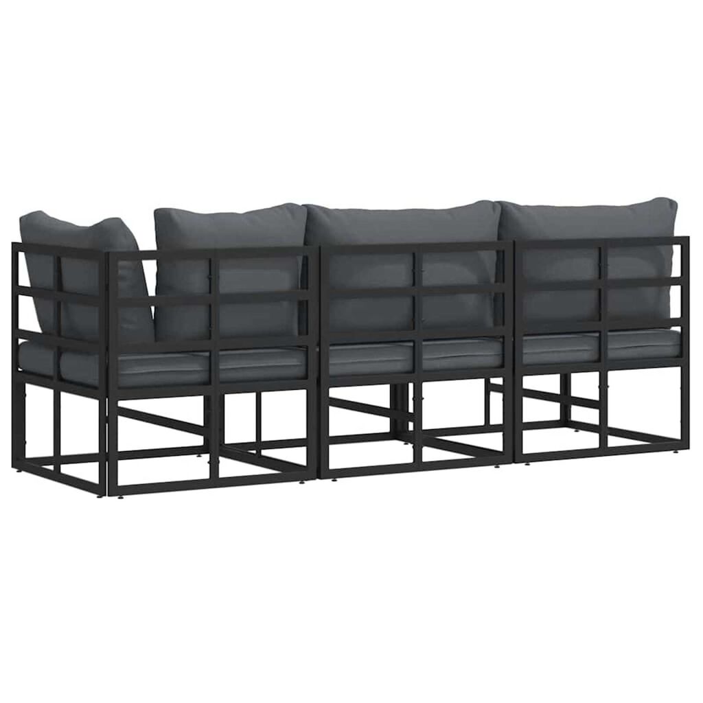 vidaXL Εξωτερικά Έπιπλα με μαξιλάρι με μαξιλάρι 3 pcs Μαύρο Αλουμίνιο