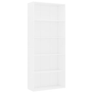 vidaXL &Beta;&iota;&beta;&lambda;&iota;&omicron;&theta;ή&kappa;&eta; &mu;&epsilon; 5 &Rho;ά&phi;&iota;&alpha; &Lambda;&epsilon;&upsilon;&kappa;ή 80 x 30 x 189 &epsilon;&kappa;. &Epsilon;&pi;&epsilon;&xi;. &Xi;ύ&lambda;&omicron;