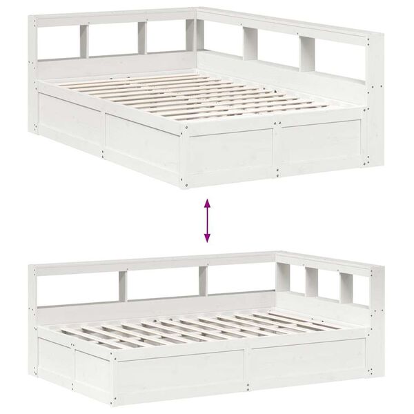 vidaXL Κρεβάτι Βιβλιοθήκη Χωρίς Στρώμα 120x190 εκ Μασίφ Ξύλο Πεύκου