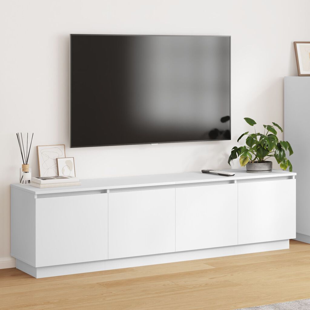 vidaXL Κονσόλα τηλεόρασης με LED Λευκή 180x38x49 εκ. Επεξεργασμένο ξύλο