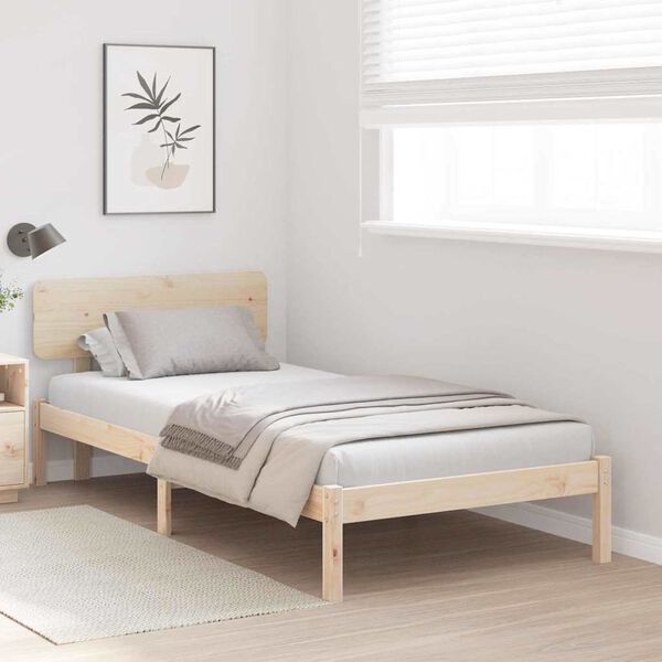 vidaXL Σκελετός Κρεβατιού Φυσικό 90 x 200 cm Μασίφ ξύλο πεύκου