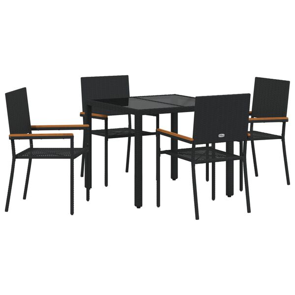 vidaXL Σέτ φαγητού για κήπο 5 pcs Μαύρο 90 x 90 x 75 cm